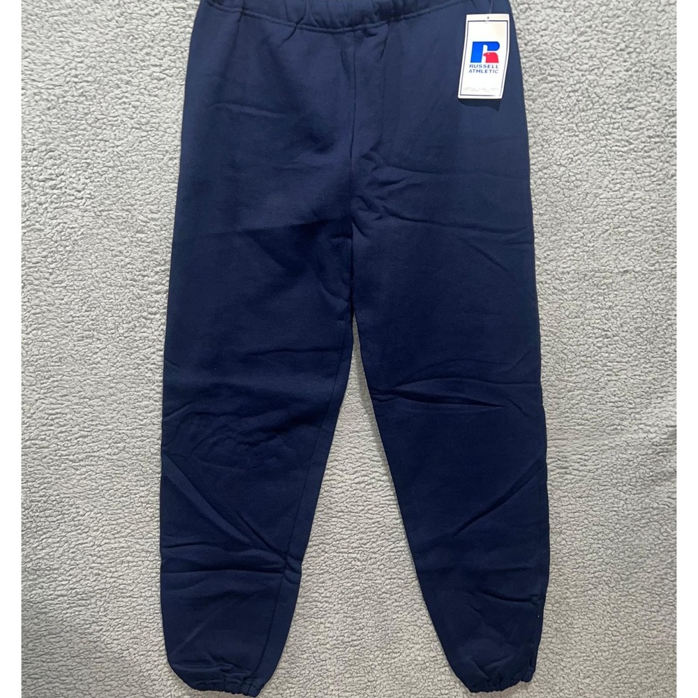 NOS Russell Athletic Jogger Men XL Blue Drawstring Cuffed Made in USA Sweatpants